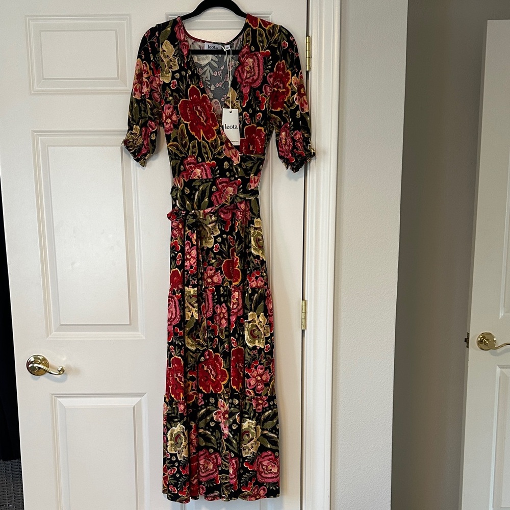 Leota Floral Midi Dress with Belt